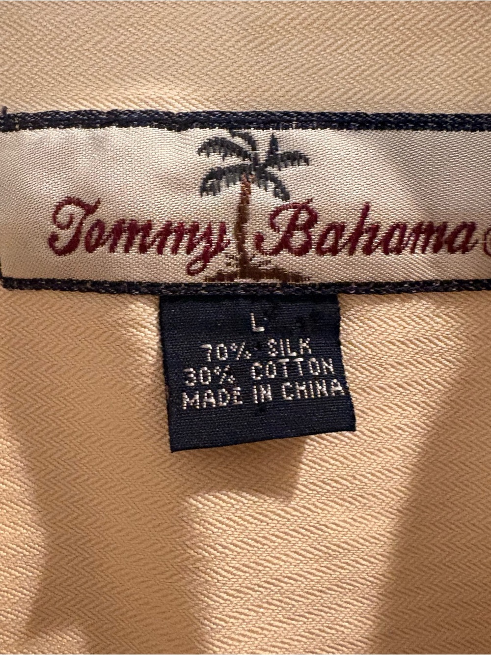 Tommy Bahama Pale Yellow Silk-Cotton blend Short Sleeve Shirt